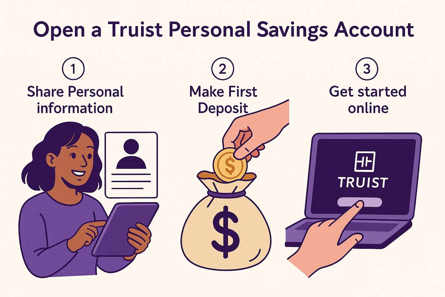Opening a Truist personal savings account is fast and straightforward.