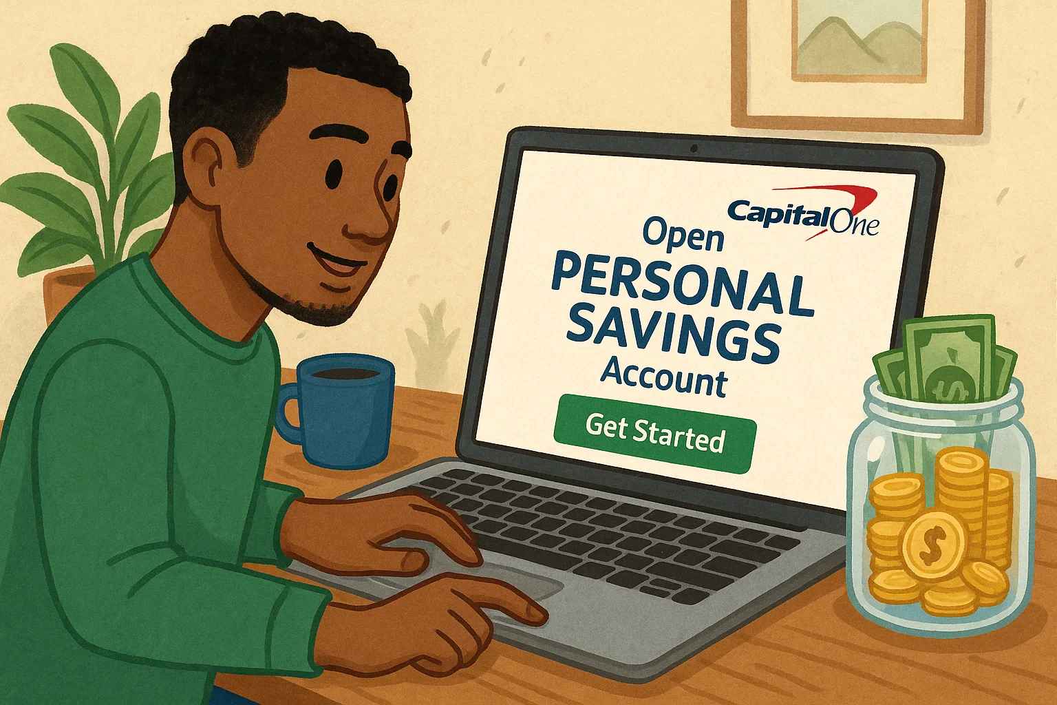 You can open your Capital One personal savings account either online or by visiting a local branch.