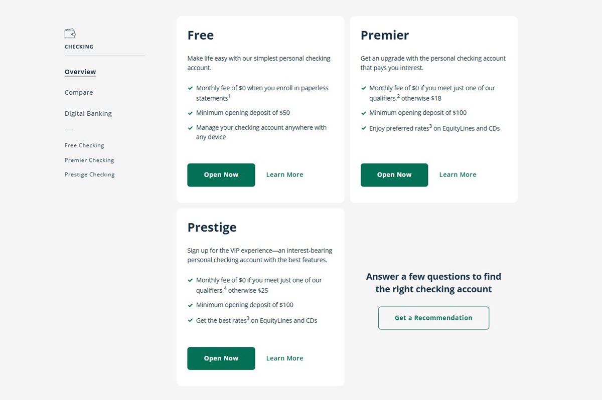 First Citizens personal checking accounts