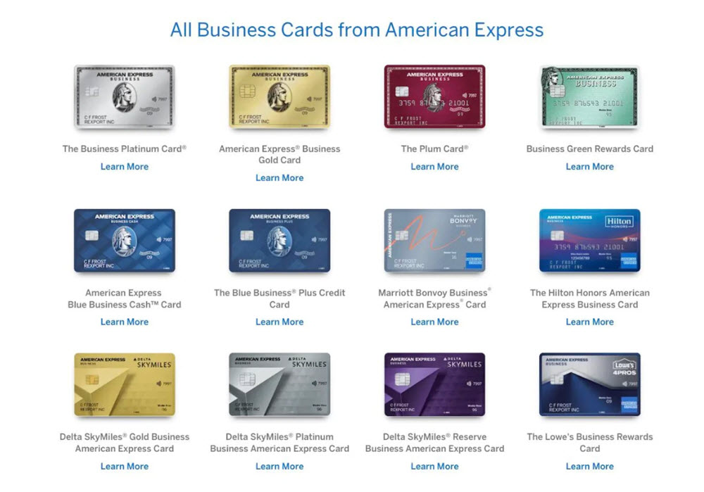 Common American Express card options