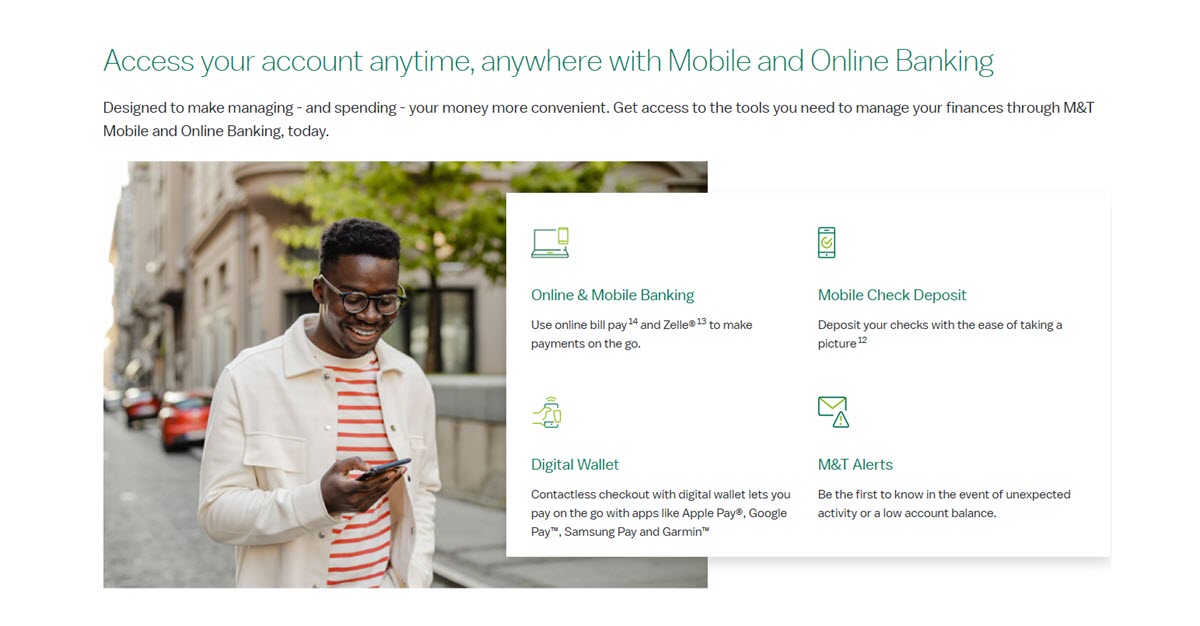 M&T Bank checking account digital tools