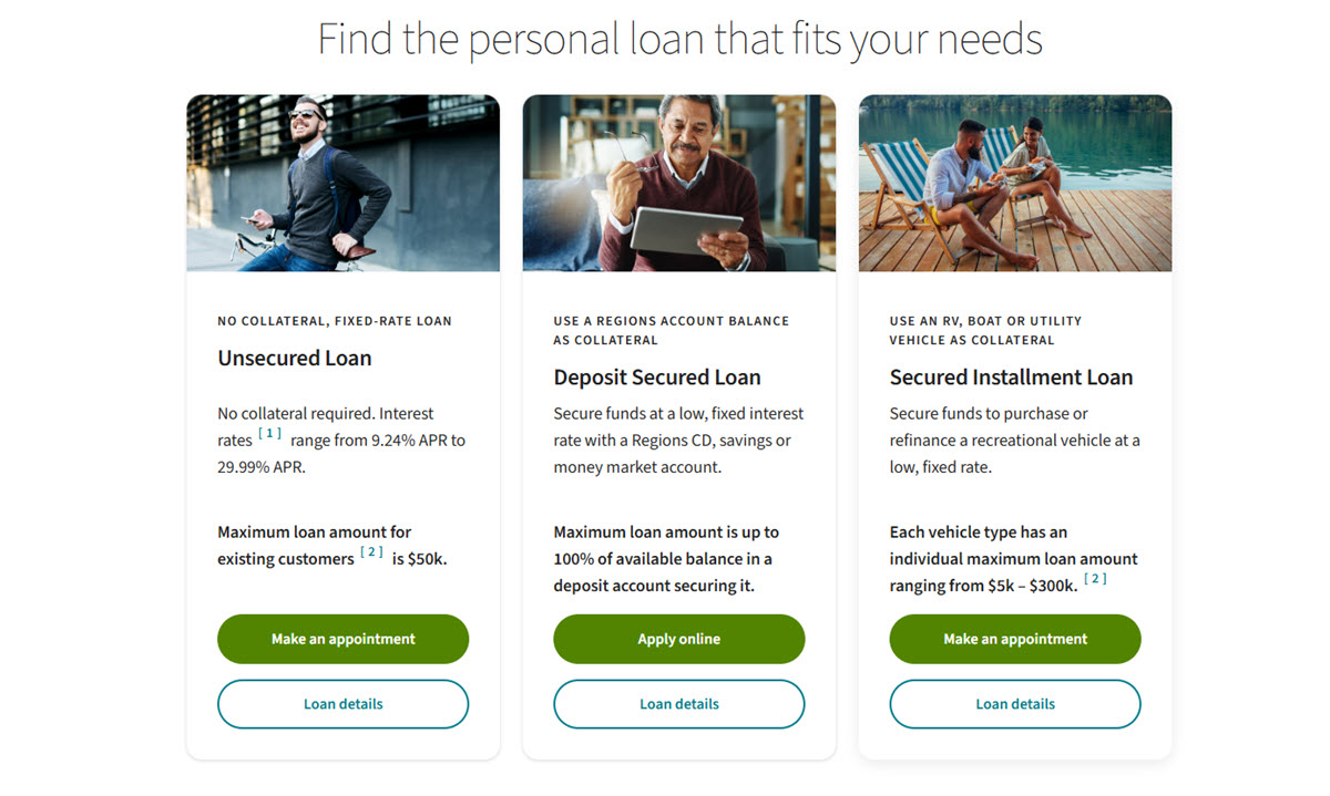 Types of Regions personal loans