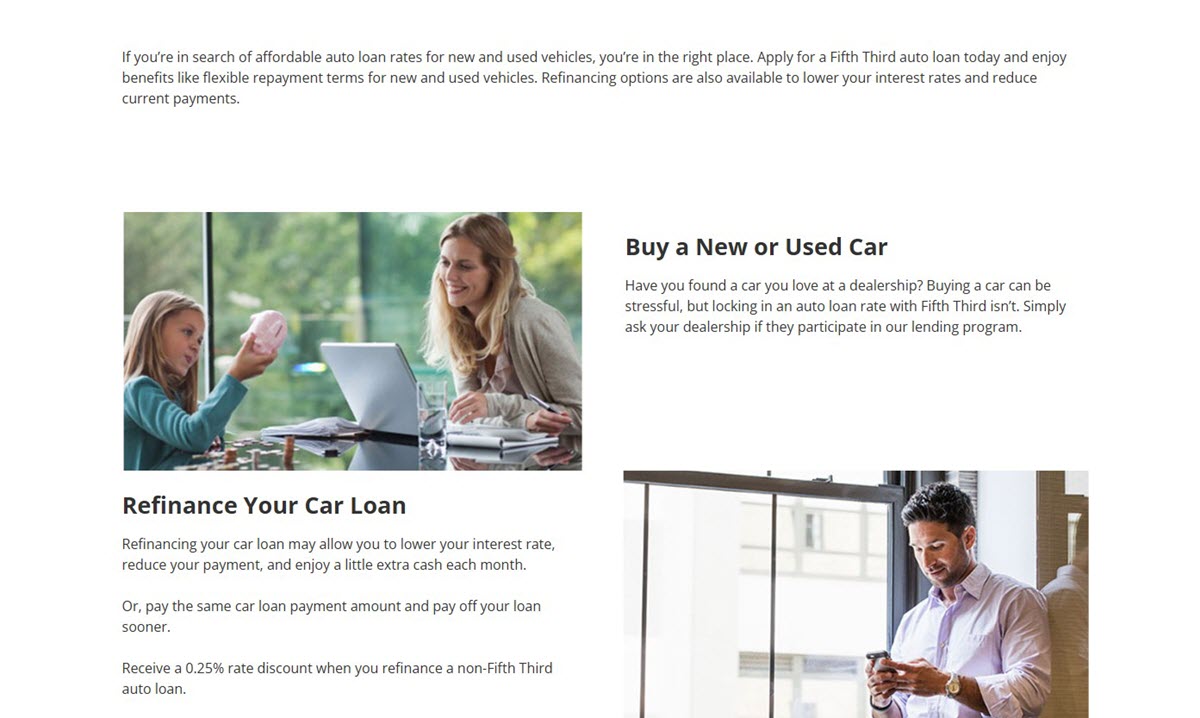 Types of Fifth Third Bank auto loans