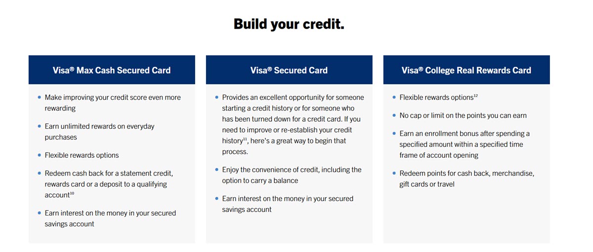 Secured & student credit cards from Comerica